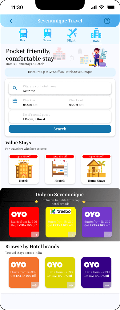 Booking service screen